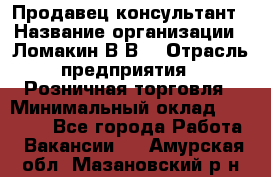 Продавец-консультант › Название организации ­ Ломакин В.В. › Отрасль предприятия ­ Розничная торговля › Минимальный оклад ­ 35 000 - Все города Работа » Вакансии   . Амурская обл.,Мазановский р-н